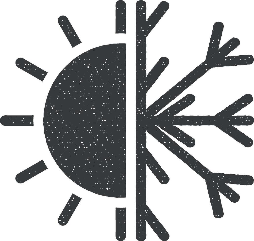 sonnig, schneebedeckt Wetter Vektor Symbol Illustration mit Briefmarke bewirken