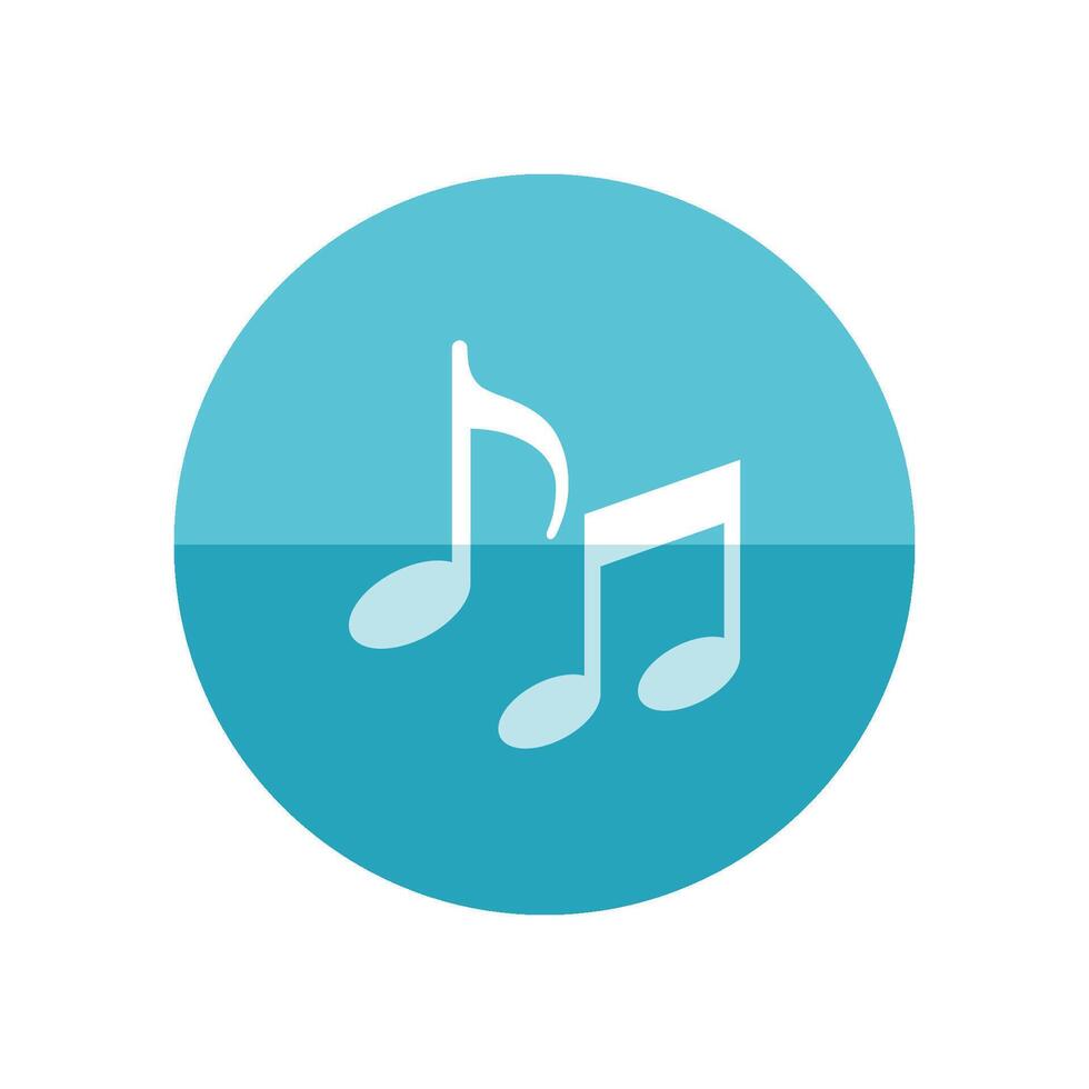 musik anteckningar ikon i platt Färg cirkel stil. musikalisk ark tecken tröjor åttondelsnot vektor