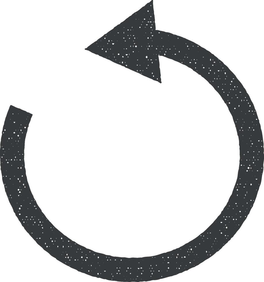 pil, vänster, navigering, cirkel ikon vektor illustration i stämpel stil