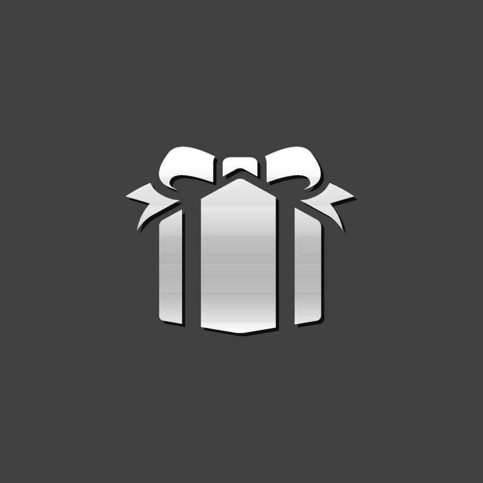 gåva låda ikon i metallisk grå Färg stil. närvarande födelsedag jul Semester vektor
