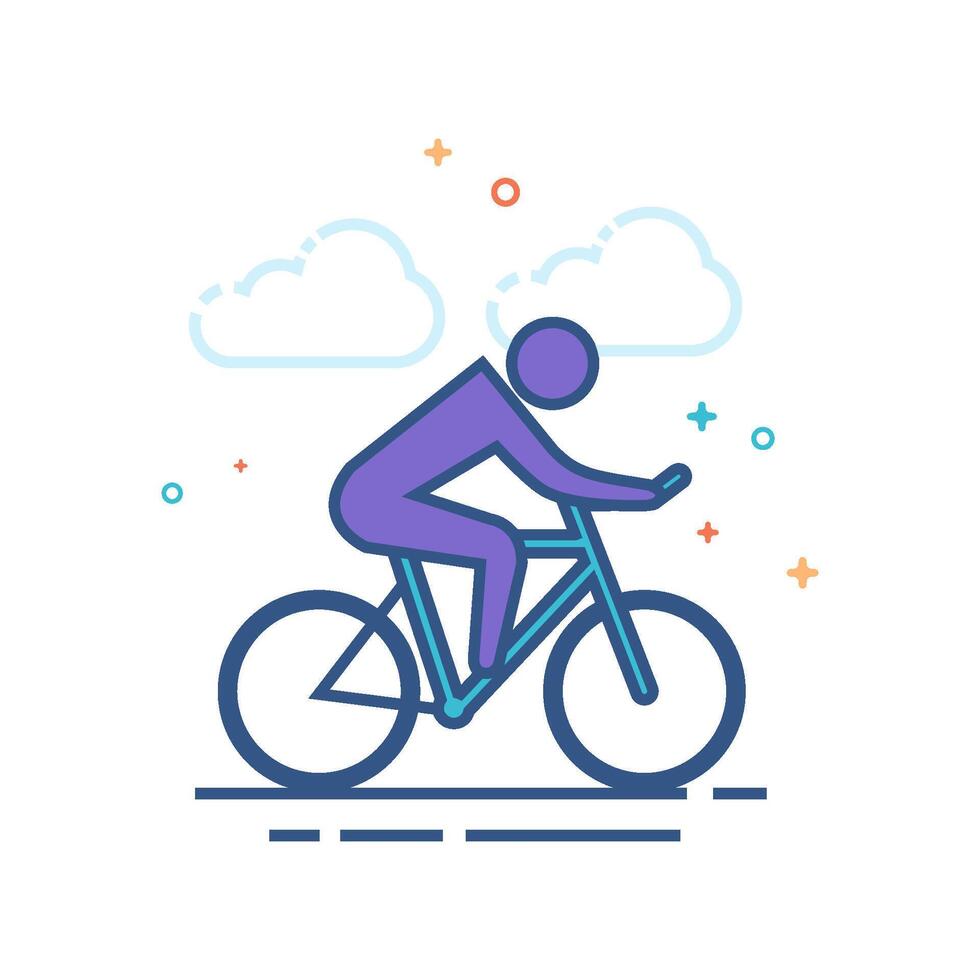 Radfahren Symbol eben Farbe Stil Vektor Illustration