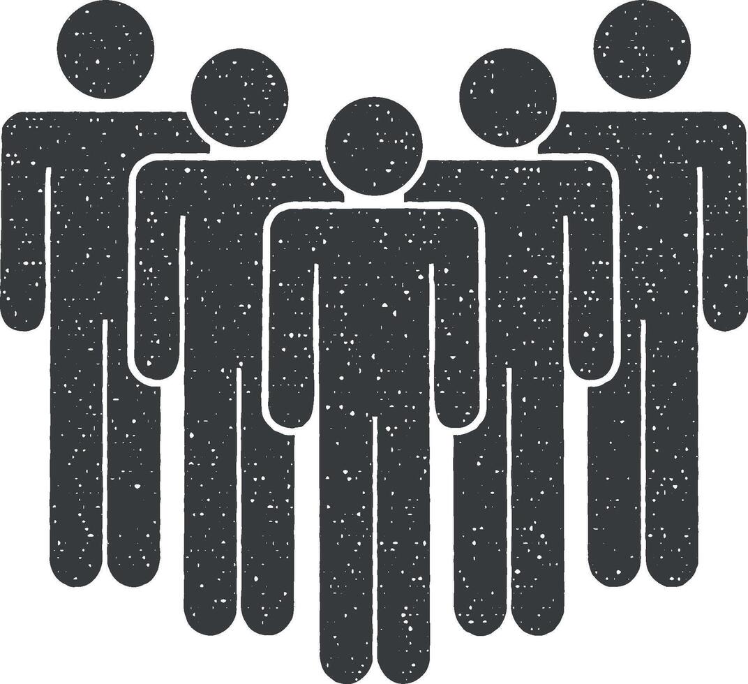 människor, grupp, team ikon vektor illustration i stämpel stil