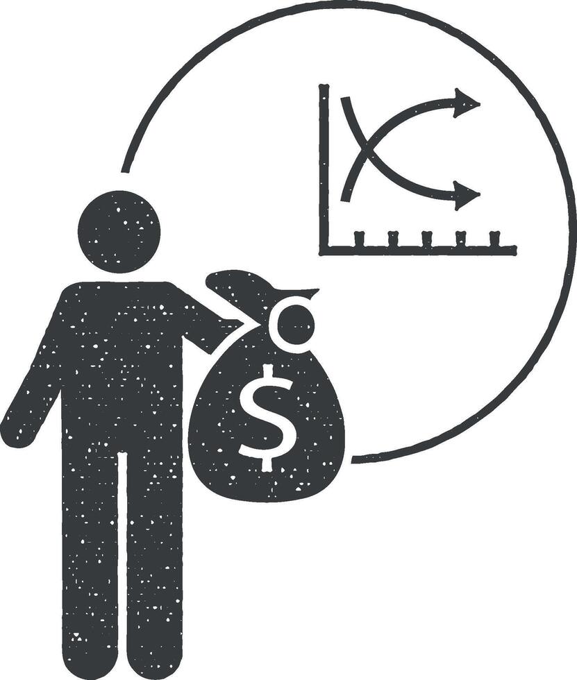 Investor, Diagramm, Statistiken Symbol Vektor Illustration im Briefmarke Stil