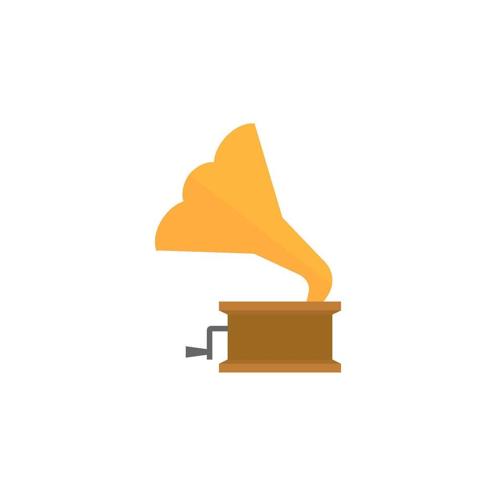 Grammophon Symbol im eben Farbe Stil. Musik- Instrument Spieler Hör mal zu Nostalgie vektor