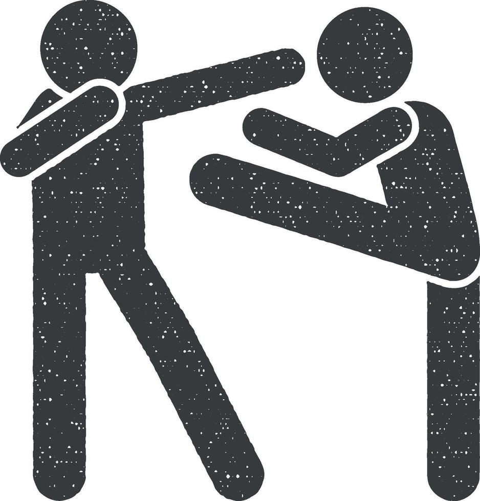 Karate Männer schlagen Symbol Vektor Illustration im Briefmarke Stil