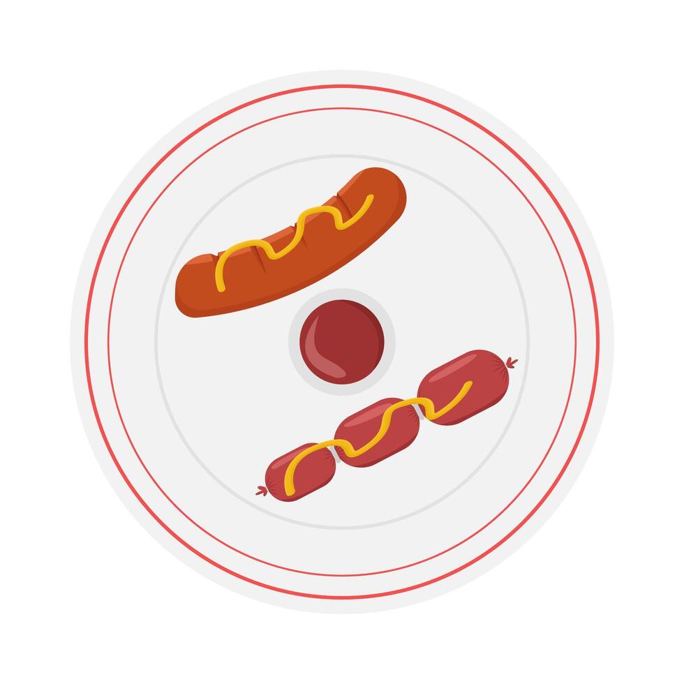 Würstchen Mayonaise im Teller Illustration vektor