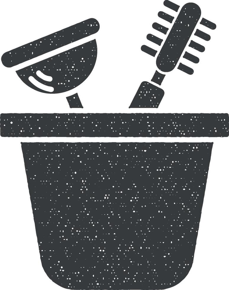 Kolben, Toilette, Werkzeug Symbol Vektor Illustration im Briefmarke Stil