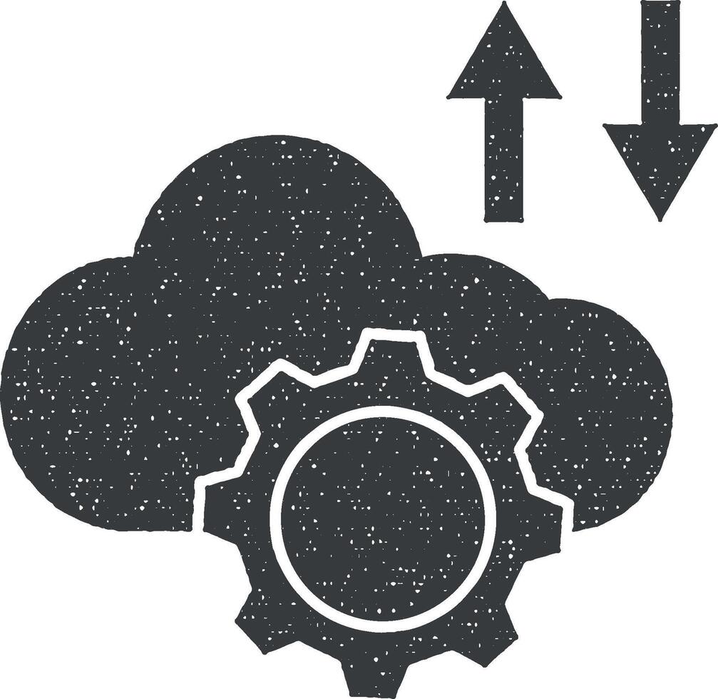 moln redskap pil ikon vektor illustration i stämpel stil