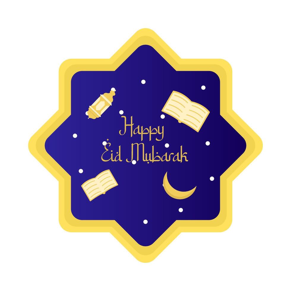 glücklich eid Mubarak Schöne Grüße Abzeichen Star Illustration vektor