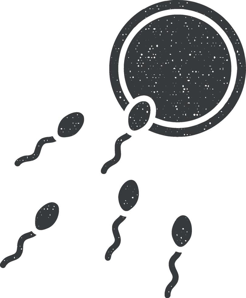 Spermien, Gynäkologie Symbol Vektor Illustration im Briefmarke Stil