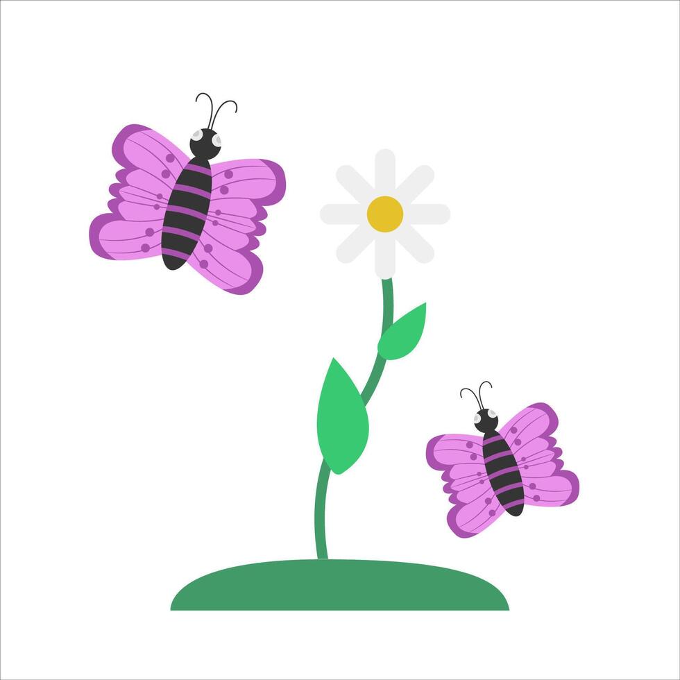 fjäril med blomma illustration vektor