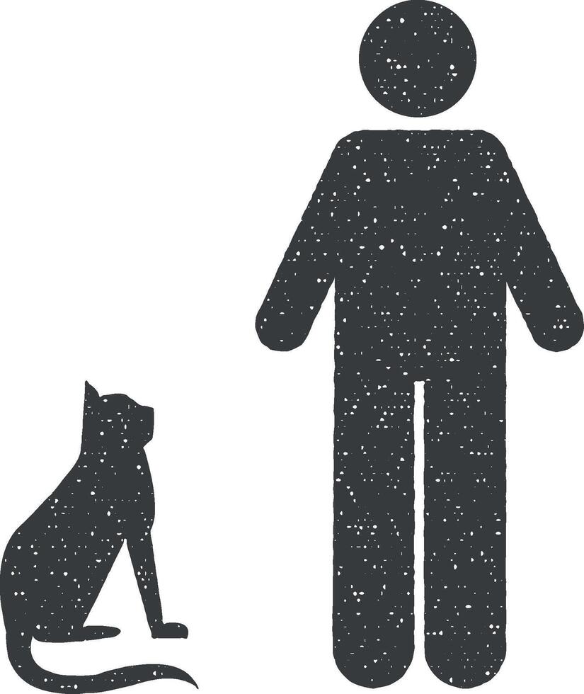 Katze, Mann Symbol Vektor Illustration im Briefmarke Stil
