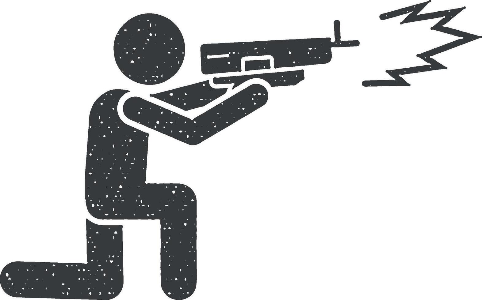 pistol man skjuta ikon vektor illustration i stämpel stil