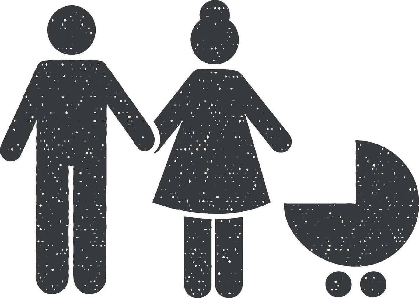 bebis, far, mor, make, Lycklig ikon vektor illustration i stämpel stil