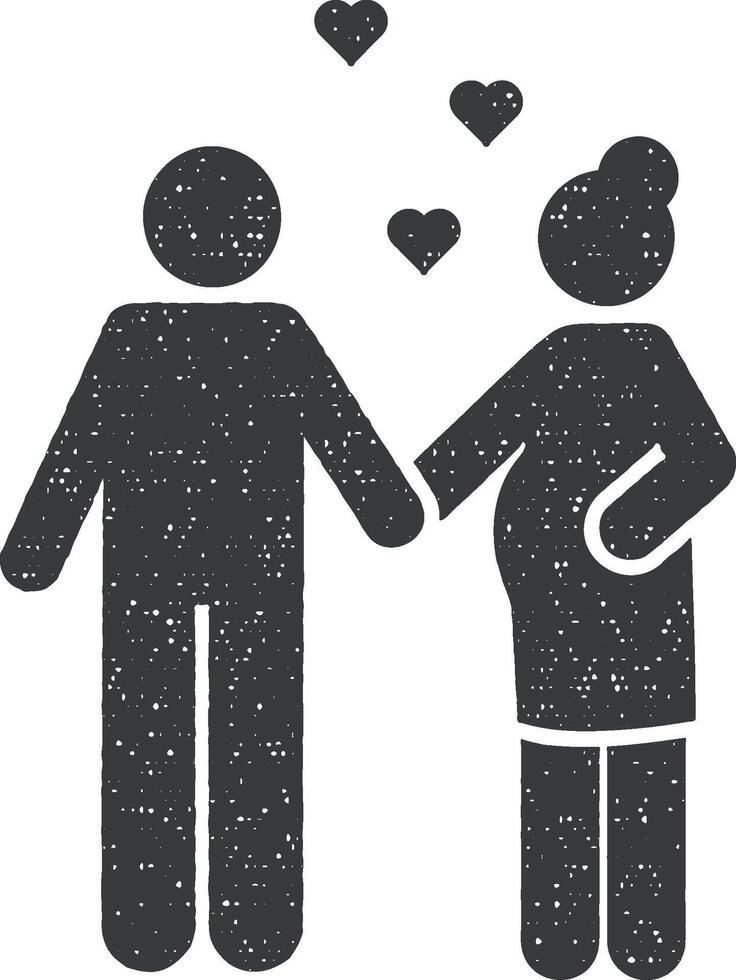 jung, Familie, Glücklich, Mutter, mütterlicherseits Symbol Vektor Illustration im Briefmarke Stil