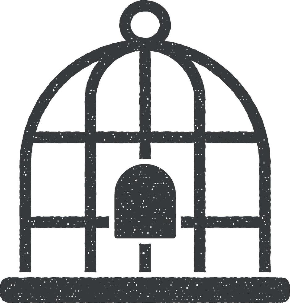 Käfig, Vogel Symbol Vektor Illustration im Briefmarke Stil