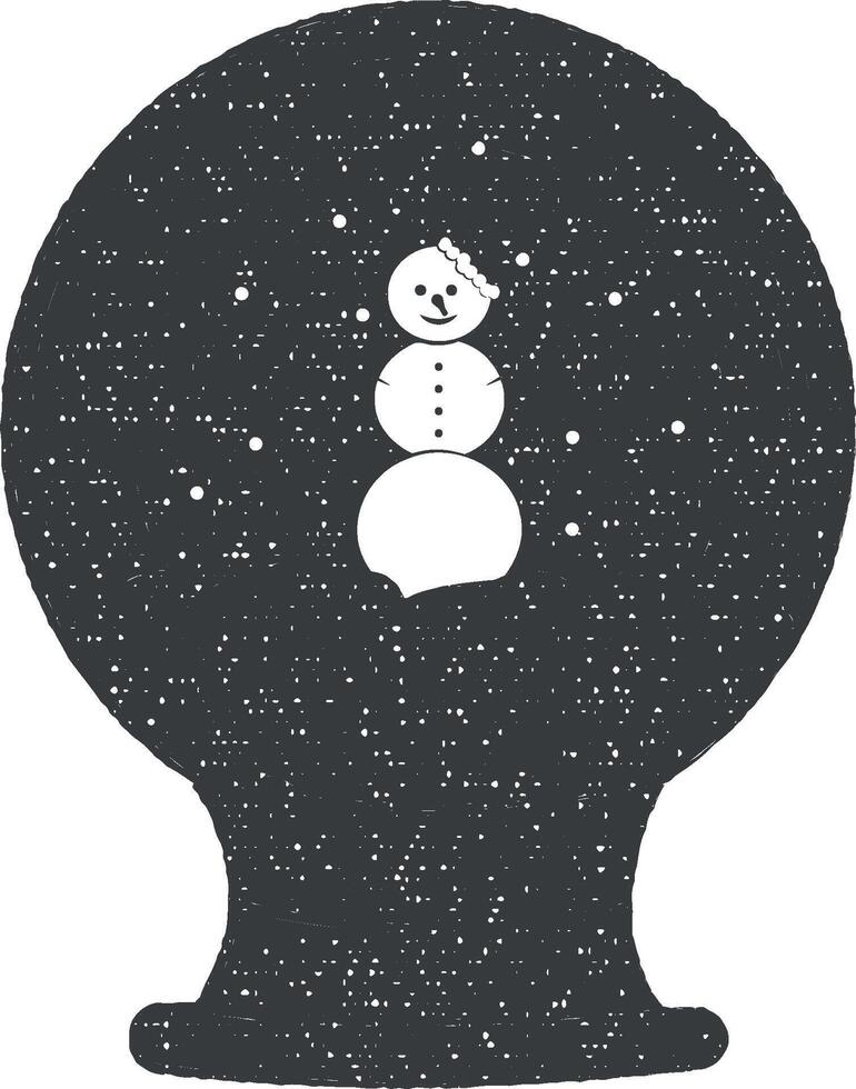 snö, snögubbe, jul lampa ikon vektor illustration i stämpel stil