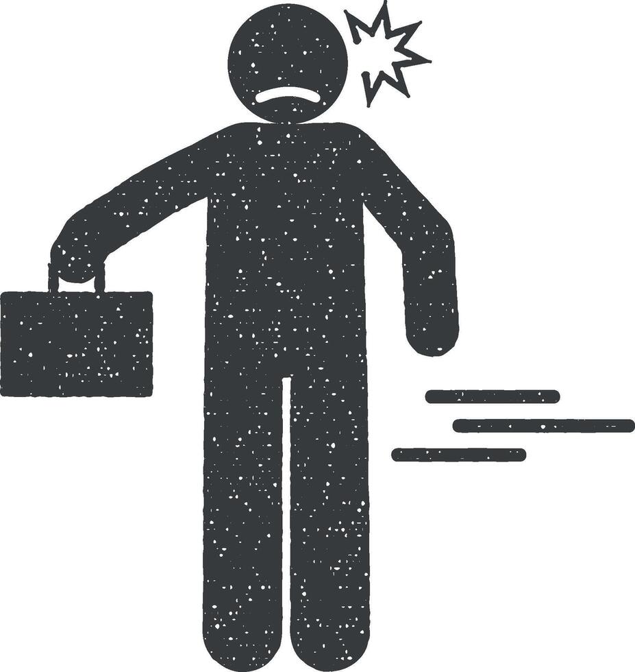 Geschäftsmann, wütend, aggressiv Symbol Vektor Illustration im Briefmarke Stil