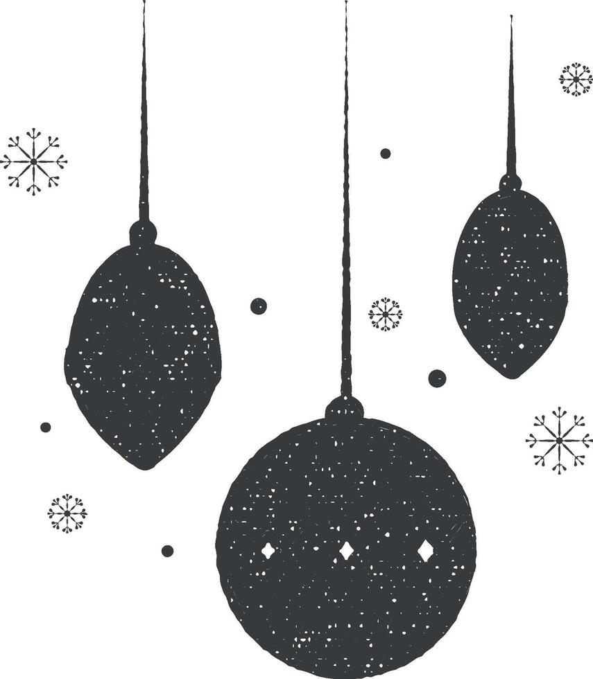 dekorationer, jul träd ikon vektor illustration i stämpel stil