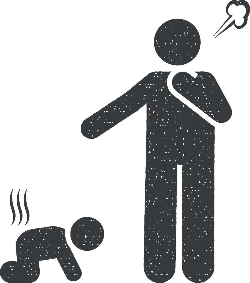 urinering, pappa, bebis ikon vektor illustration i stämpel stil