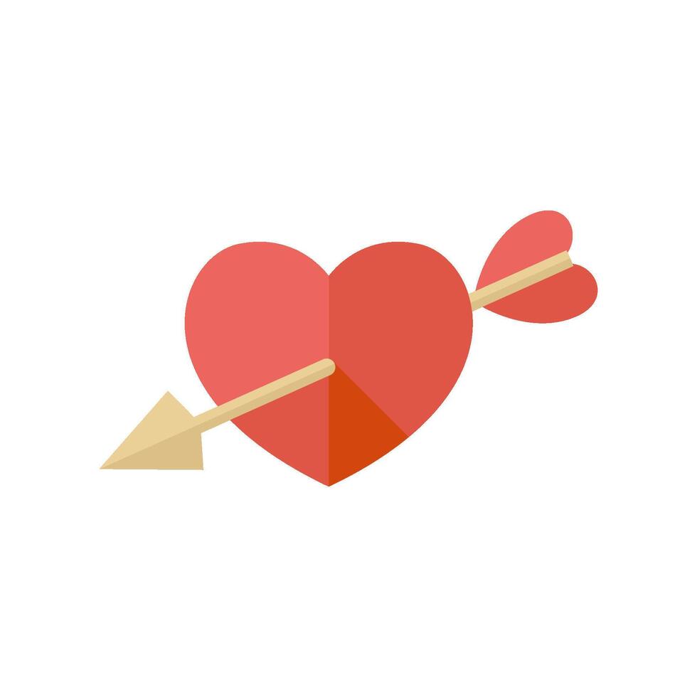 pil hjärta ikon i platt Färg stil. kärlek valentine cupid flört vektor