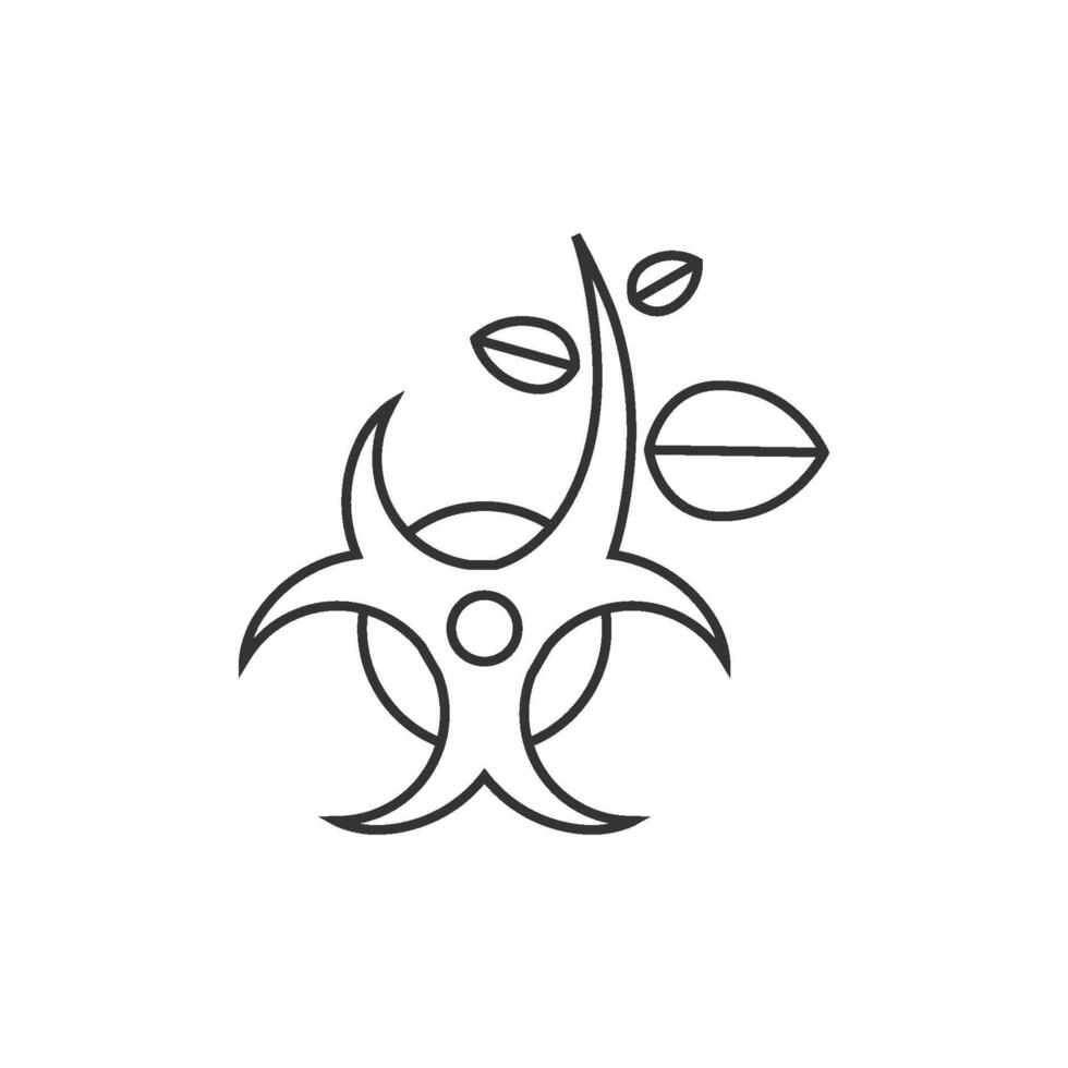 Biogefährdung Blätter Symbol im dünn Gliederung Stil vektor