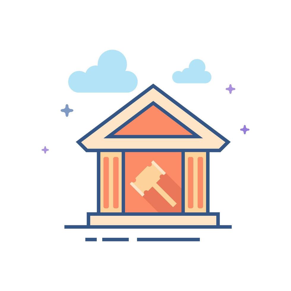 auktion hus ikon platt Färg stil vektor illustration