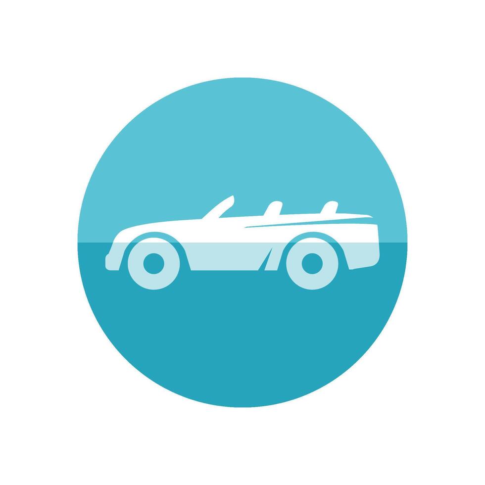 Sport Auto Symbol im eben Farbe Kreis Stil. Luxus Geschwindigkeit Coupe Automobil Cabrio vektor