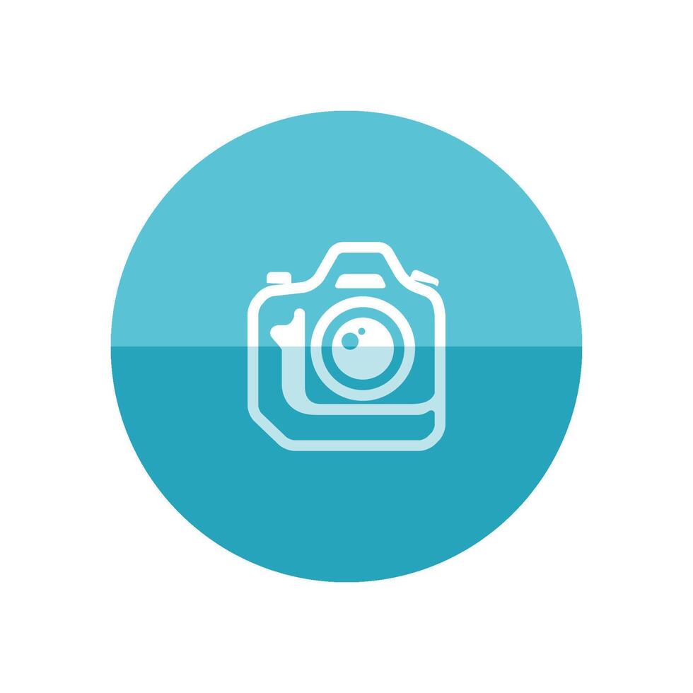 kamera ikon i platt Färg cirkel stil. fotografi bild elektronisk avbildning digital slr reflex vektor