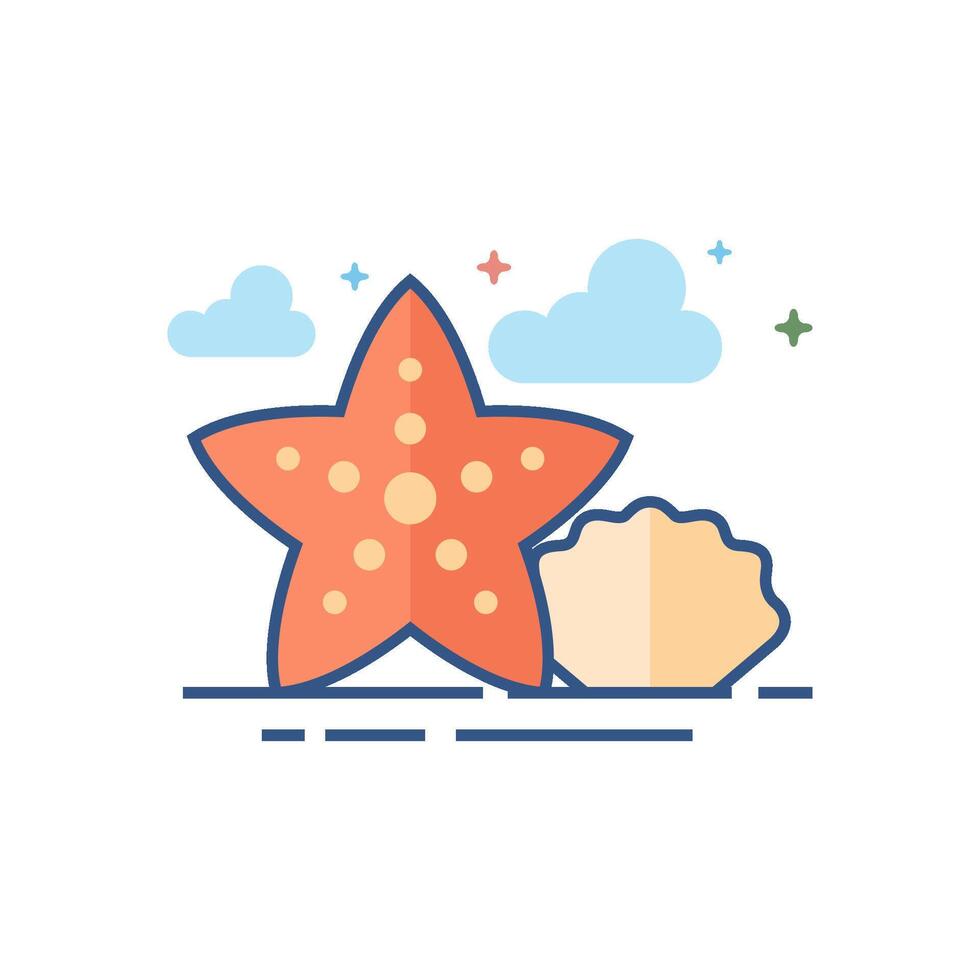Star Fisch Symbol eben Farbe Stil Vektor Illustration