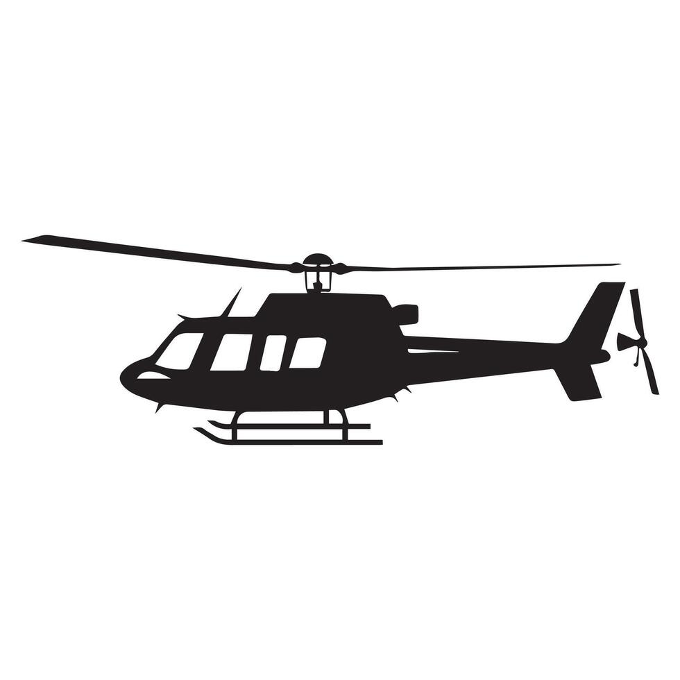 svart isolerat silhuett av helikopter på vit bakgrund. vektor