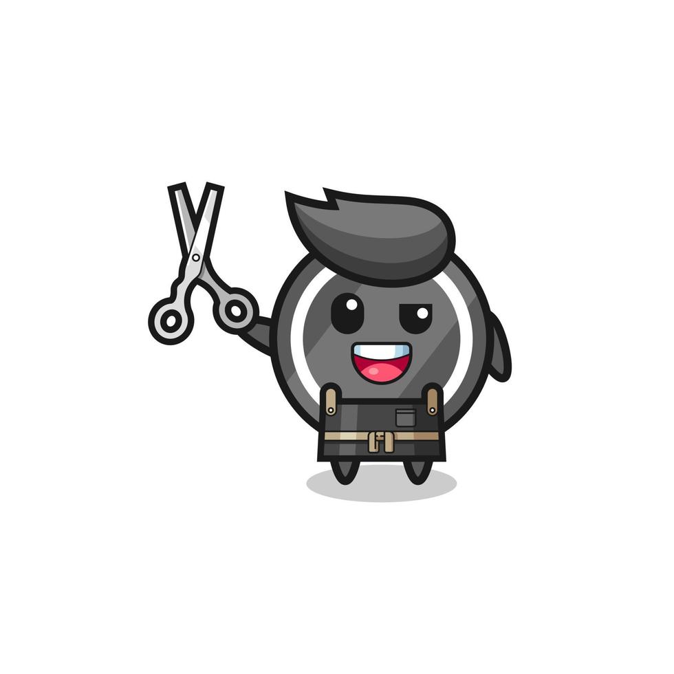 Hockey-Puck-Charakter als Barbershop-Maskottchen vektor