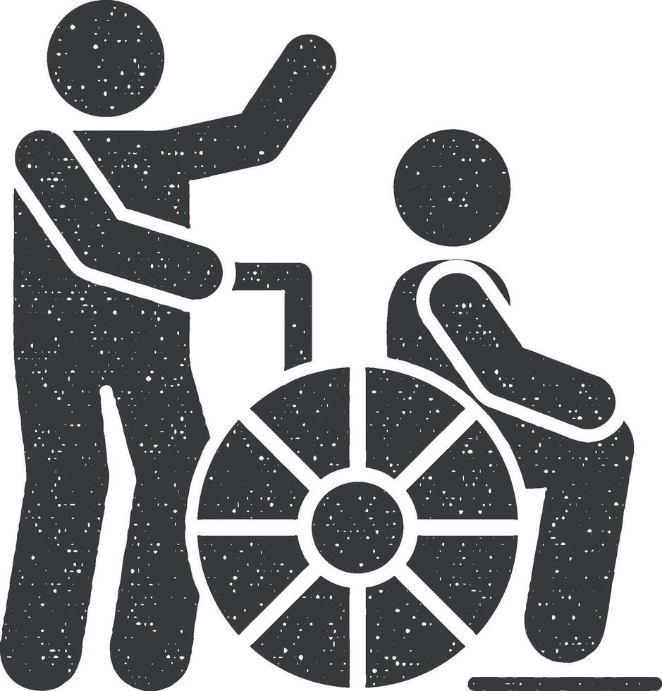 Rollstuhl Hilfe behindert Symbol Vektor Illustration im Briefmarke Stil