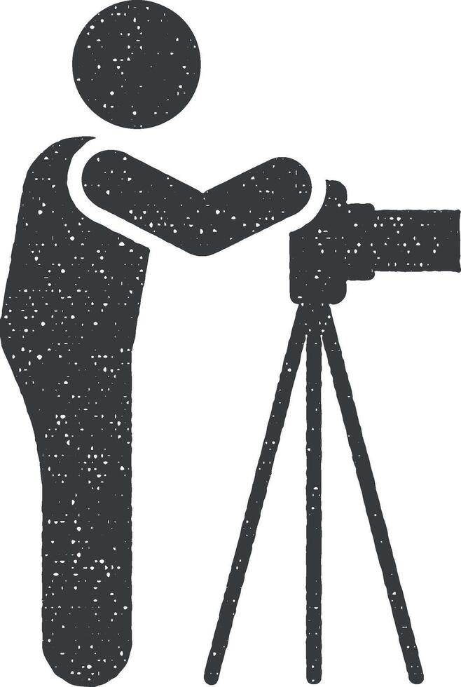 Fotografie, Schießen, Beruf Piktogramm Symbol Vektor Illustration im Briefmarke Stil