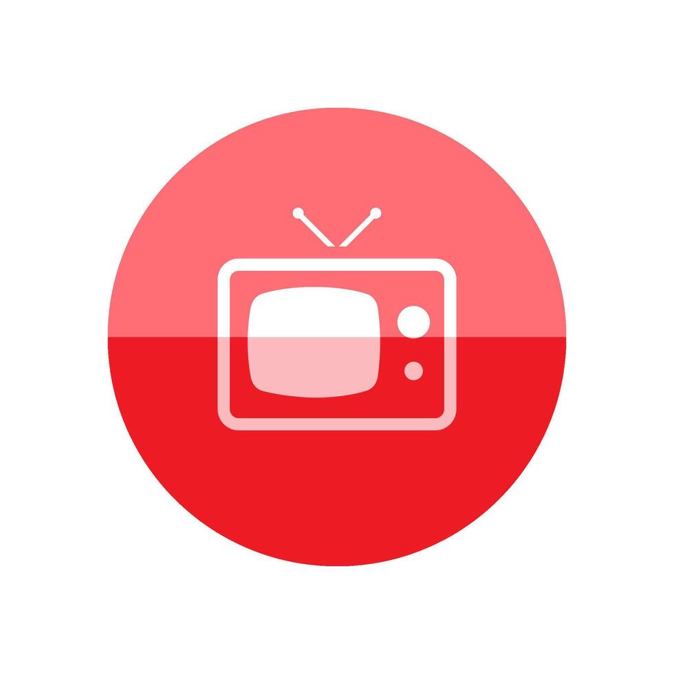 Fernsehen Symbol im eben Farbe Kreis Stil. elektronisch Kommunikation Nachrichten aktualisieren Film Aussicht Aufpassen vektor