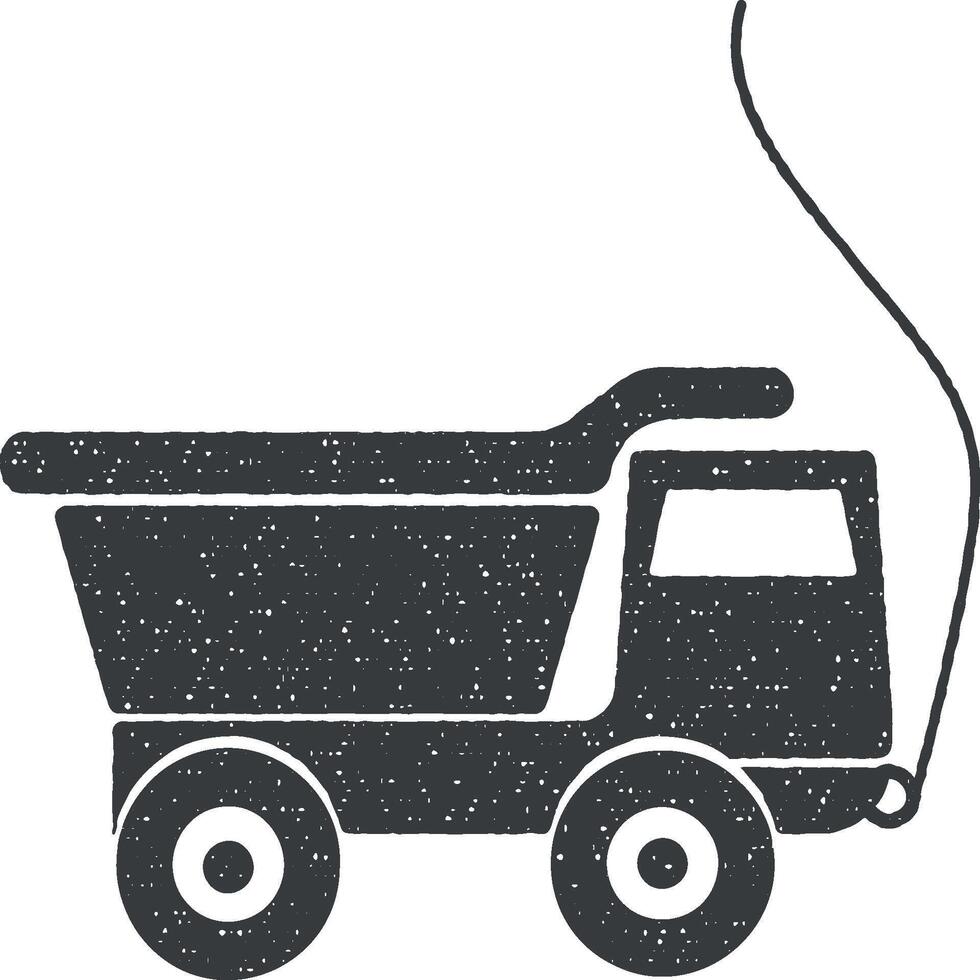 leksak lastbil på en sträng vektor ikon illustration med stämpel effekt