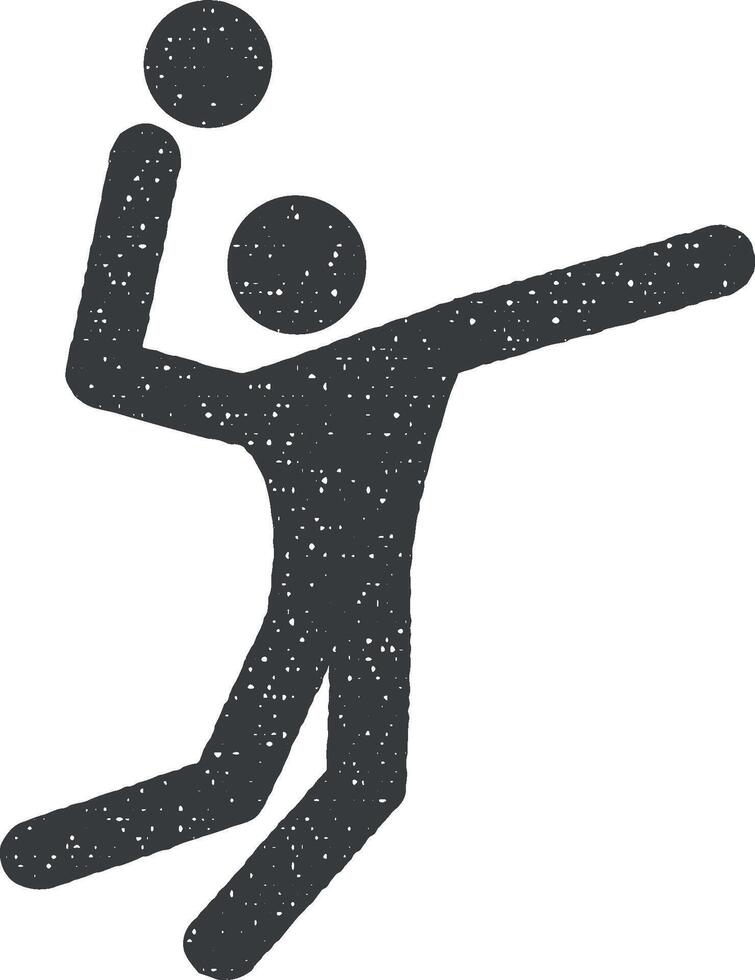 Volleyball Spieler Vektor Symbol Illustration mit Briefmarke bewirken