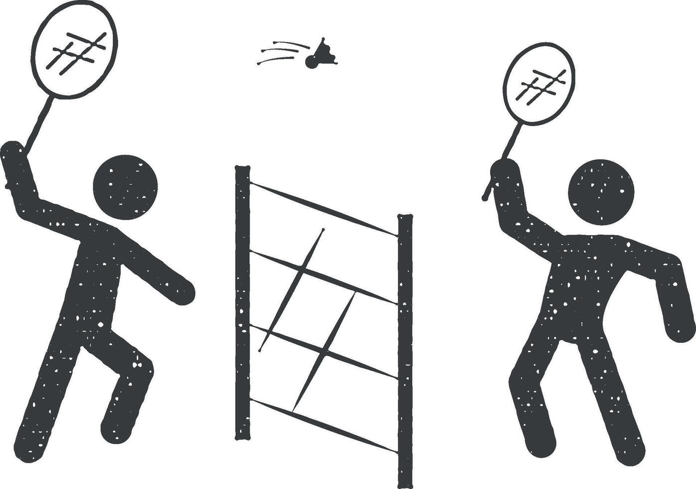 Badminton Spieler Vektor Symbol Illustration mit Briefmarke bewirken
