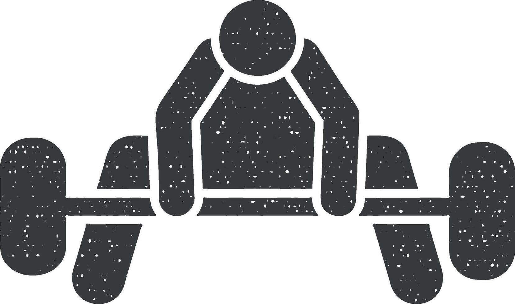 Hantel Gewicht Sport Mann mit Pfeil Piktogramm Symbol Vektor Illustration im Briefmarke Stil