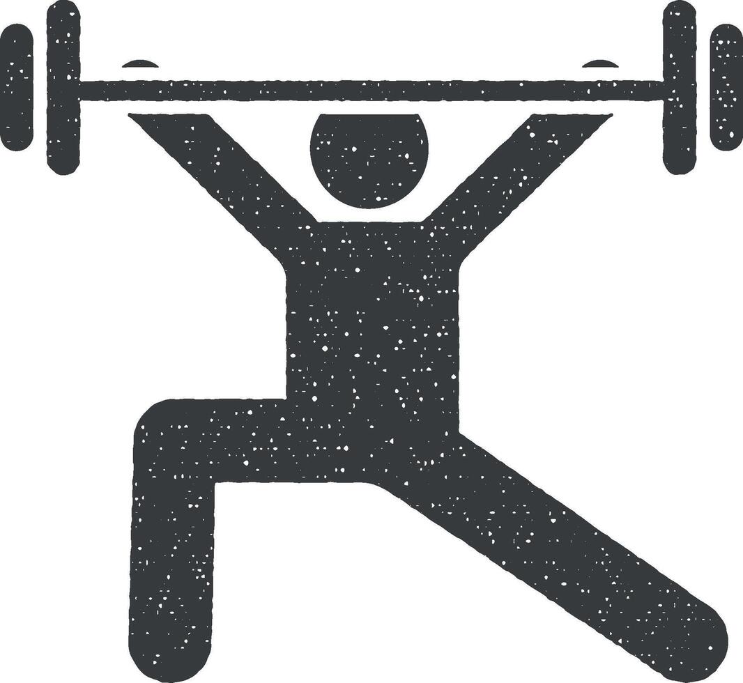 Hanteln Übung Sport Gewicht Fitnessstudio mit Pfeil Piktogramm Symbol Vektor Illustration im Briefmarke Stil