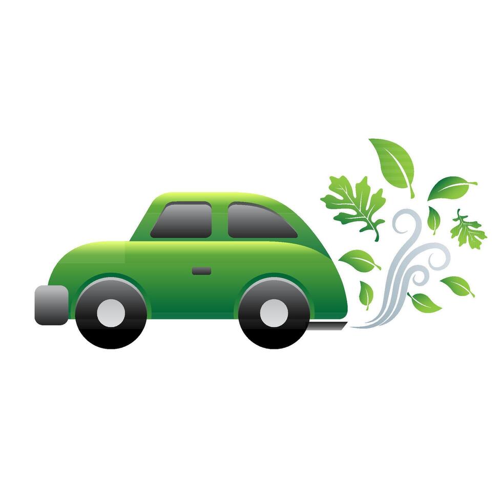 Grün Auto Symbol im Farbe. niedrig Emission elektrisch Fahrzeug vektor