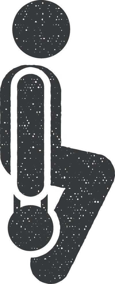 Kettlebells Mann Gewicht Muskel mit Pfeil Piktogramm Symbol Vektor Illustration im Briefmarke Stil