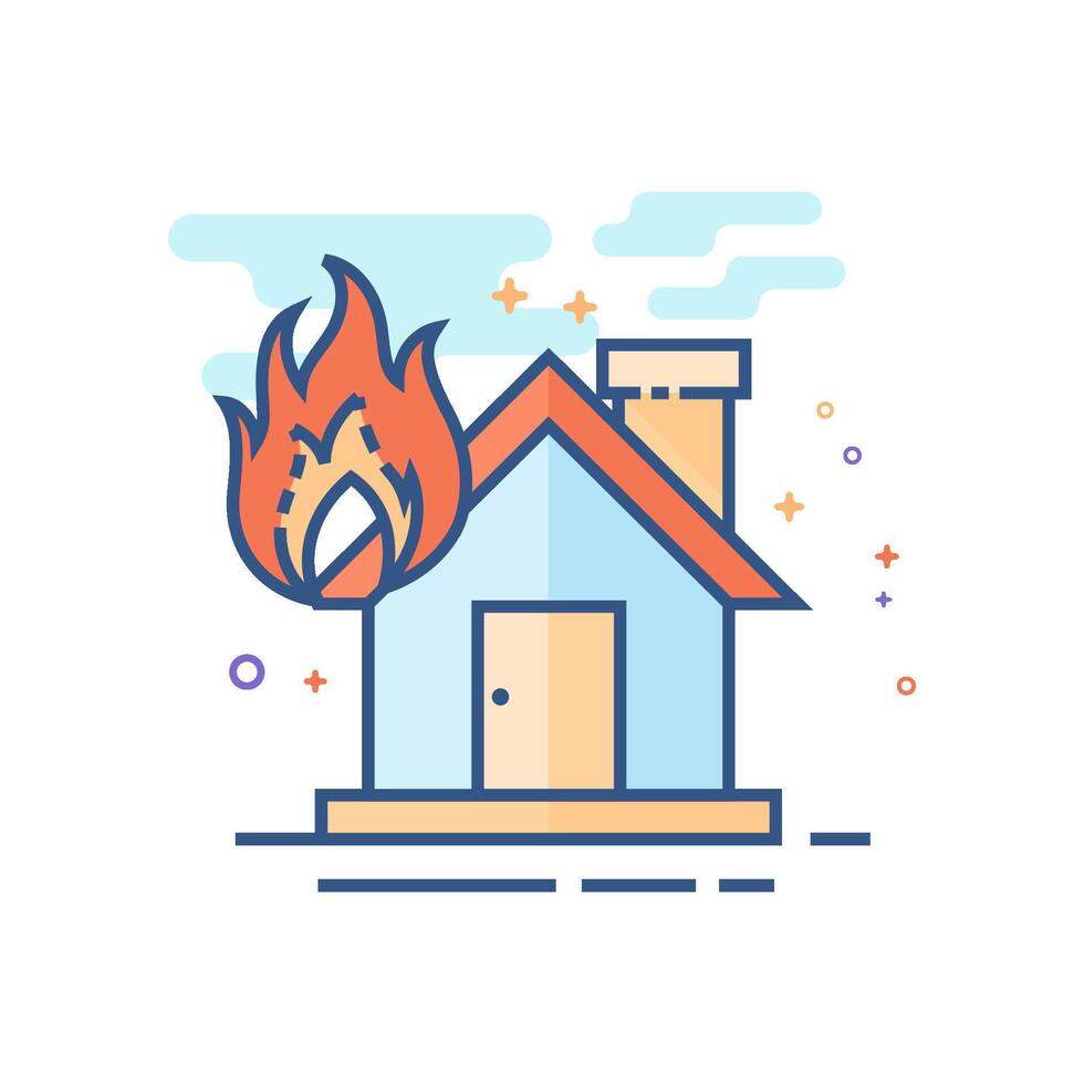 Haus Feuer Symbol eben Farbe Stil Vektor Illustration