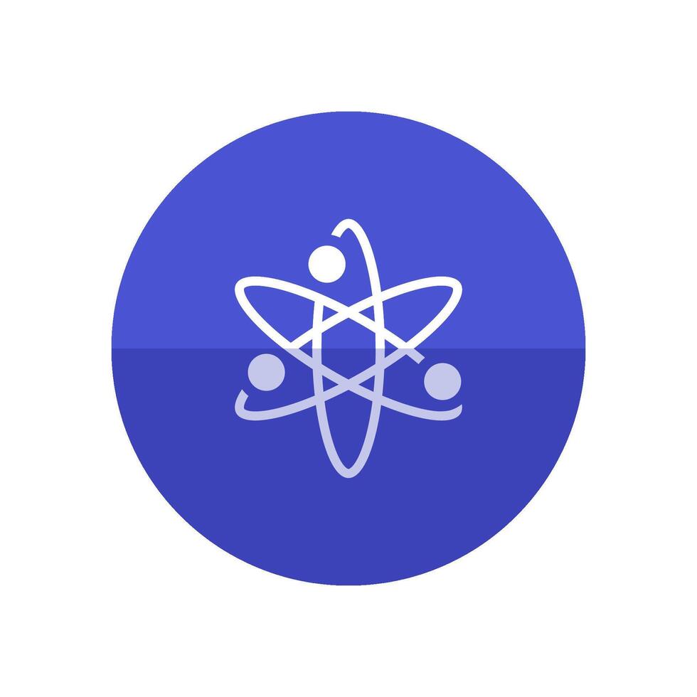 Atom Struktur Symbol im eben Farbe Kreis Stil. Wissenschaft Technologie Schule Hochschule Bildung Molekül Partikel vektor