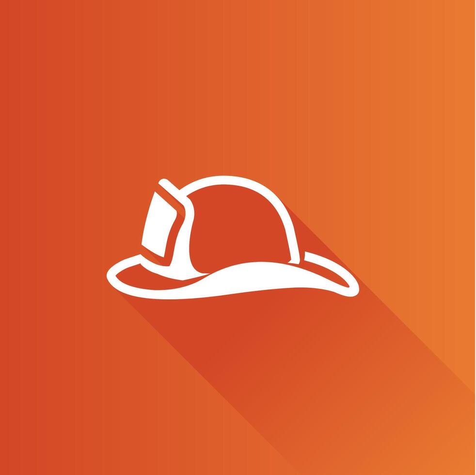 brandman hatt platt Färg ikon lång skugga vektor illustration