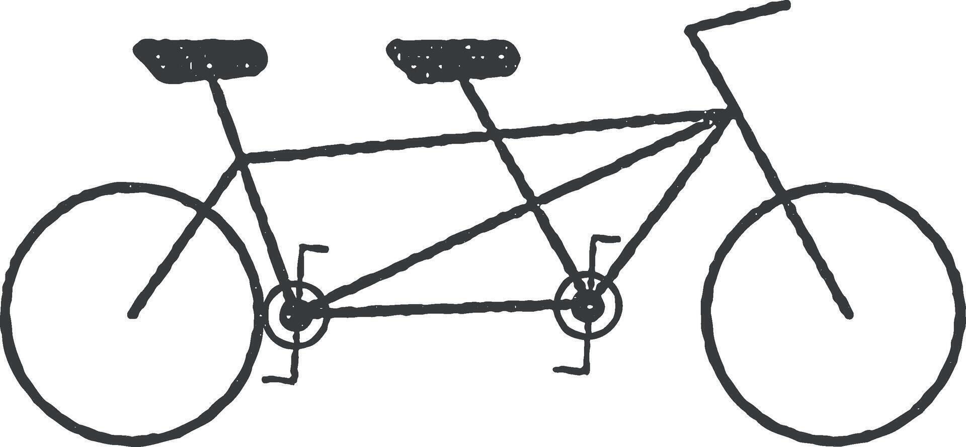tandem cykel vektor ikon illustration med stämpel effekt