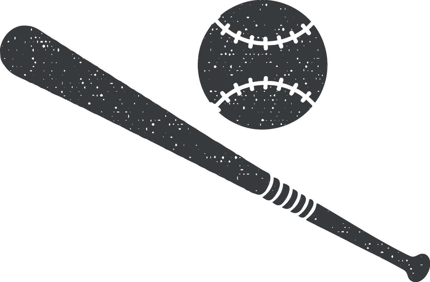 Baseball Schläger und Ball Vektor Symbol Illustration mit Briefmarke bewirken