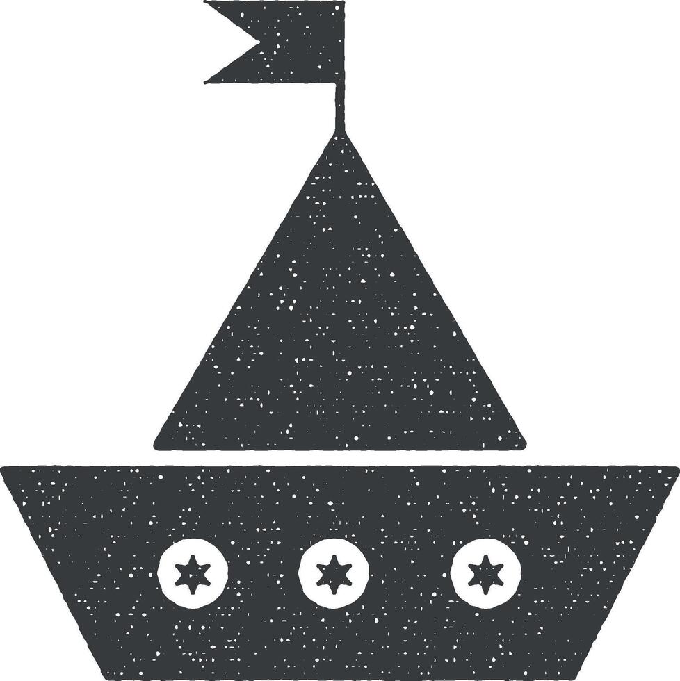 leksak segling fartyg vektor ikon illustration med stämpel effekt