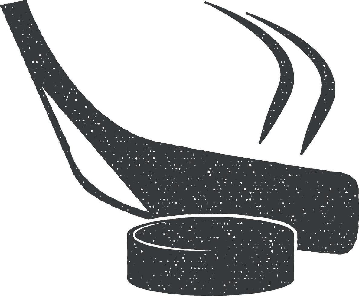 Eishockey Stock und Unterlegscheibe Vektor Symbol Illustration mit Briefmarke bewirken