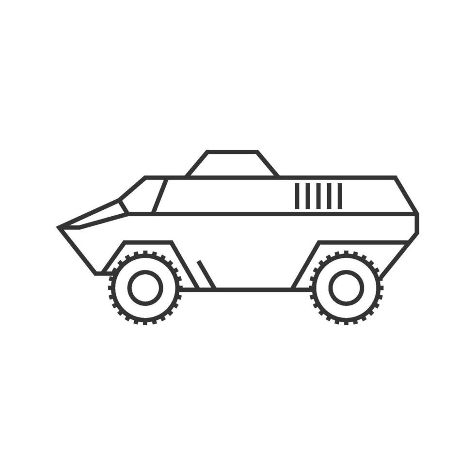 gepanzert Fahrzeug Symbol im dünn Gliederung Stil vektor